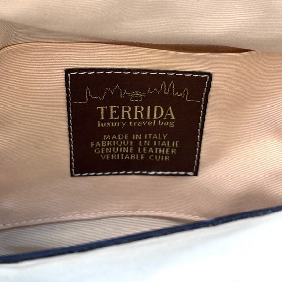 Terrida Blue Fur Leather Appliqué Top Handle Bag - Picture 6 of 8